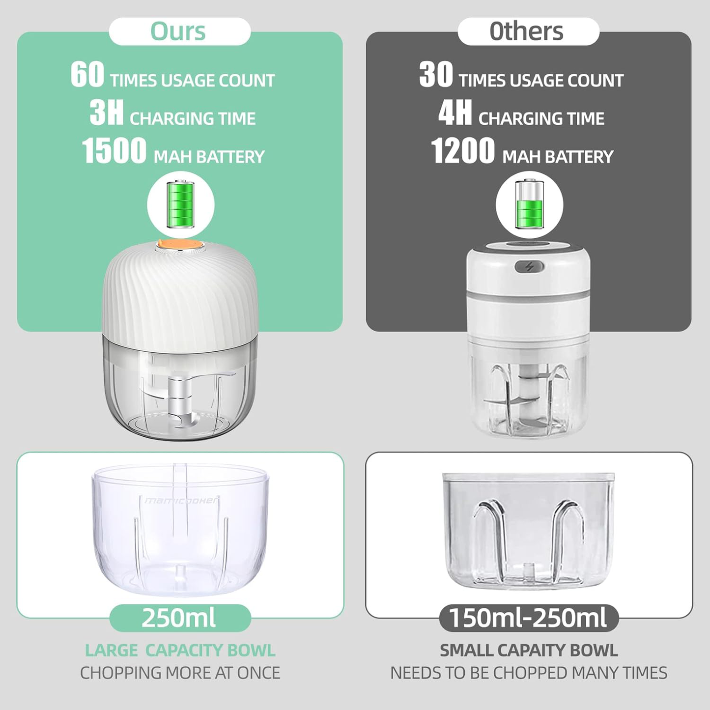 Royaleva Electric Garlic Onion Chili Chopper 250ml Capacity