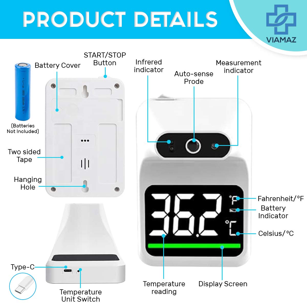 Luxora Contactless Wall Mounted Forehead Thermometer
