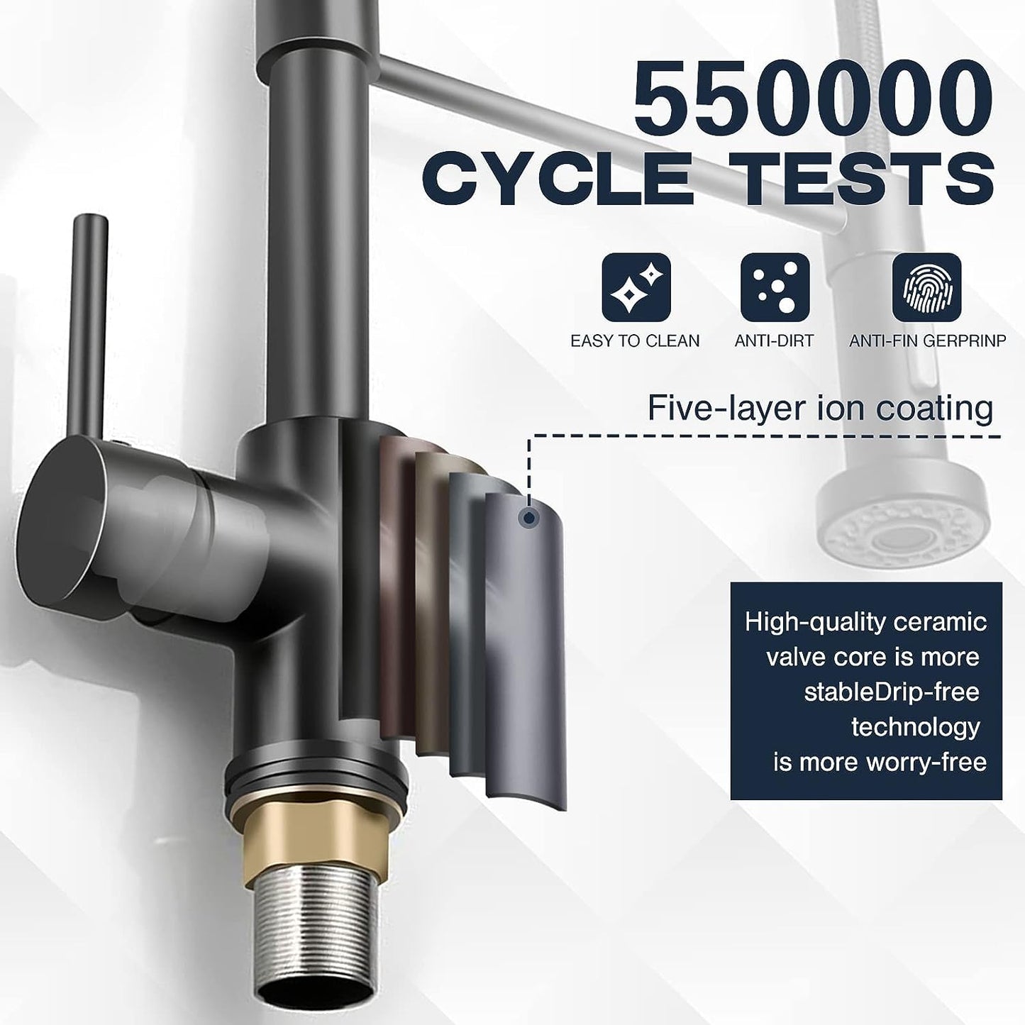 Luxora Single-Hole Spring Kitchen Faucet With Pull-Down Sprayer