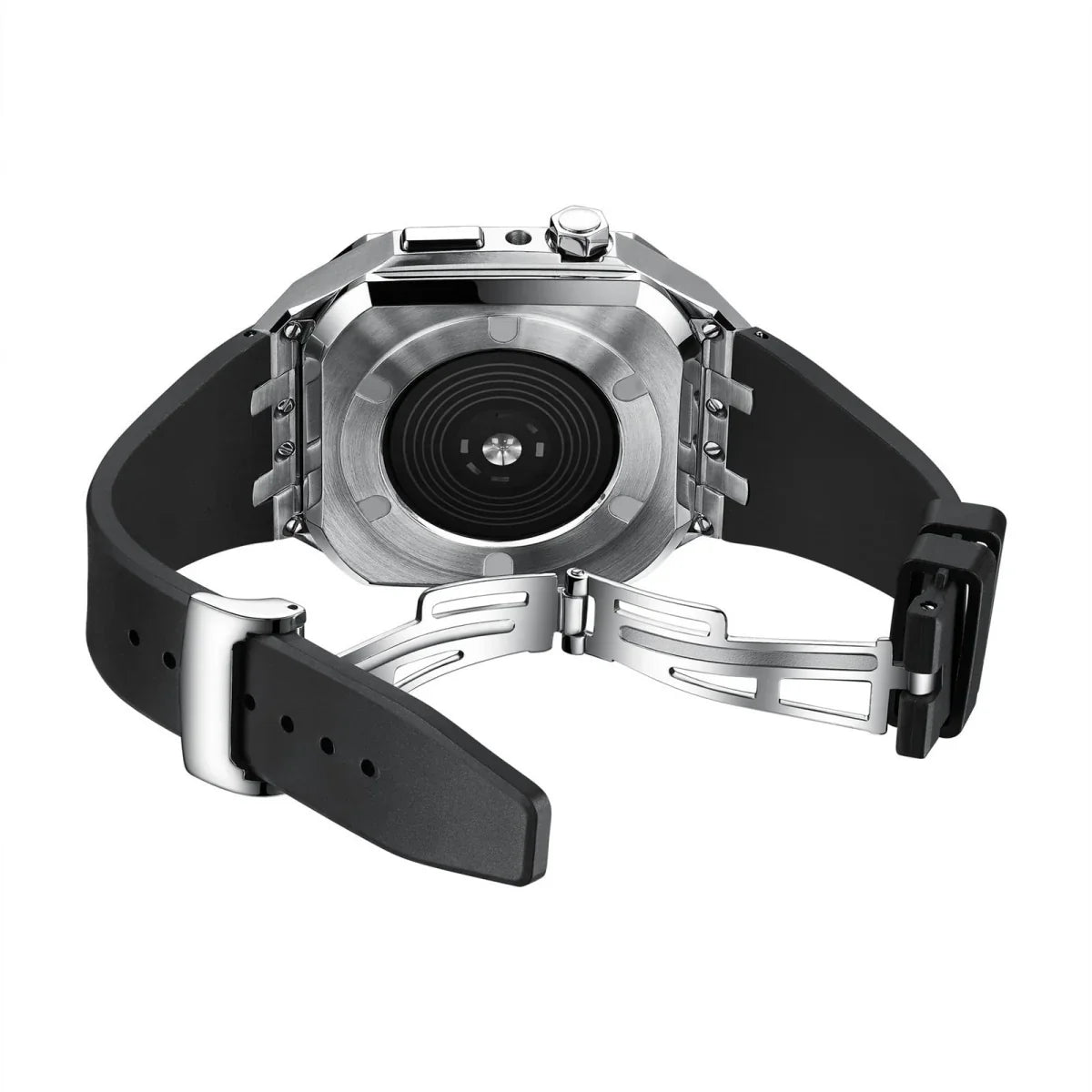 Royaleva AP9009 Silicone Band 316L Stainless Steel Case Retrofit Kit For Apple Watch
