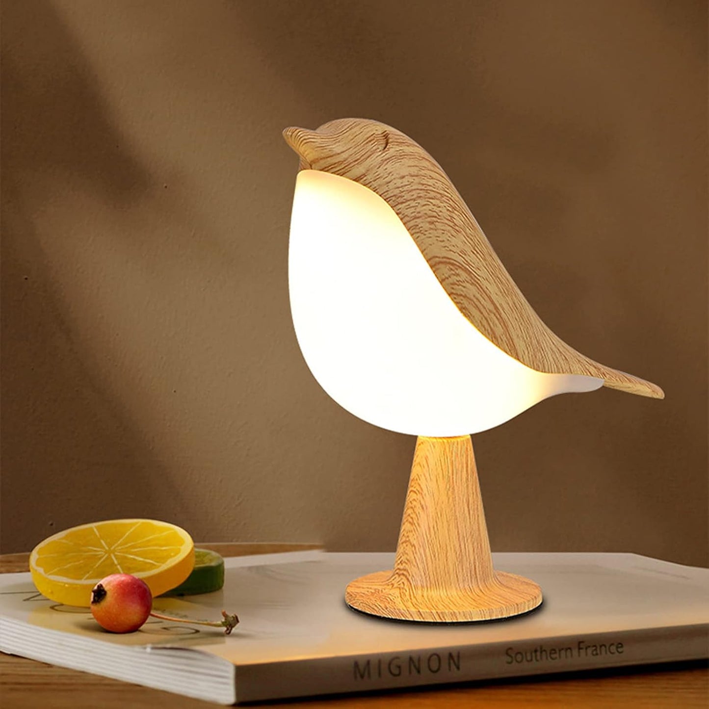 LuxRoyale Touch-Control Diffuser Bird Night Light - Rechargeable LED Bedside Lamp