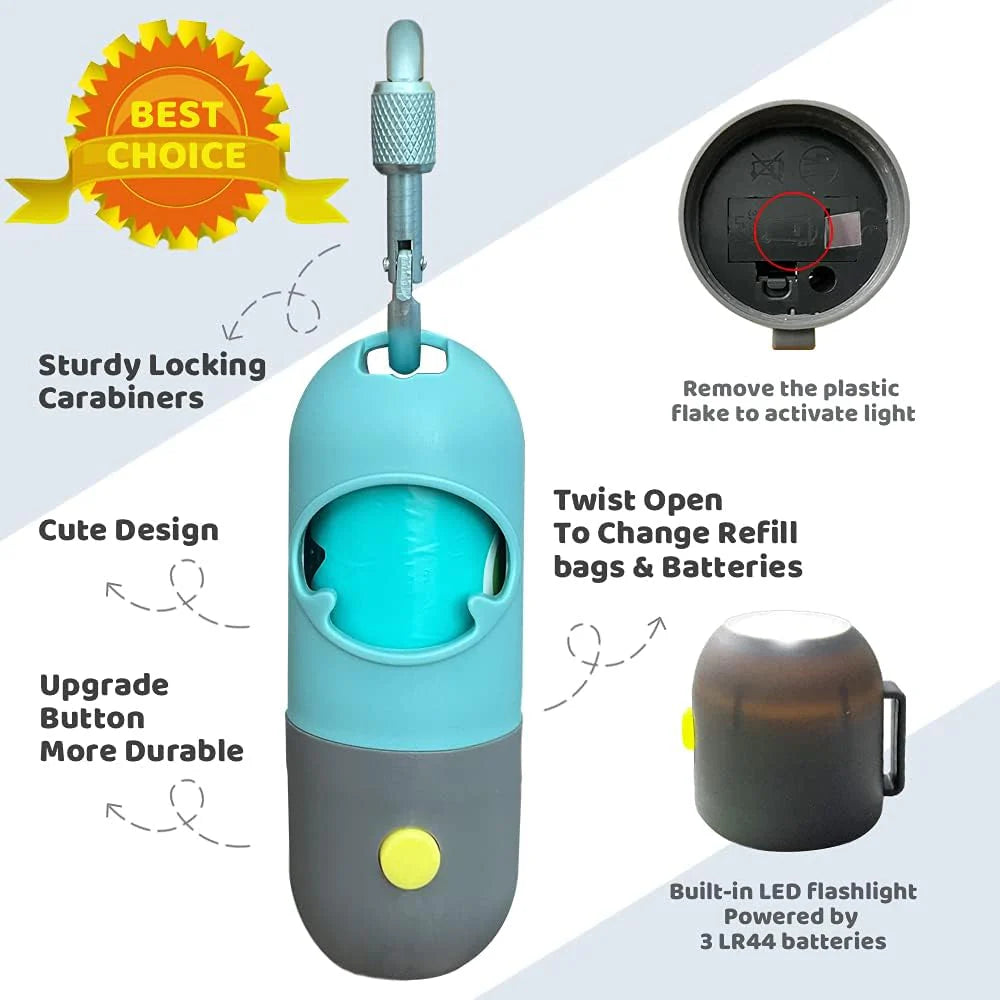Luxora Poop Pickup Bag Holder with LED Light and Mounts