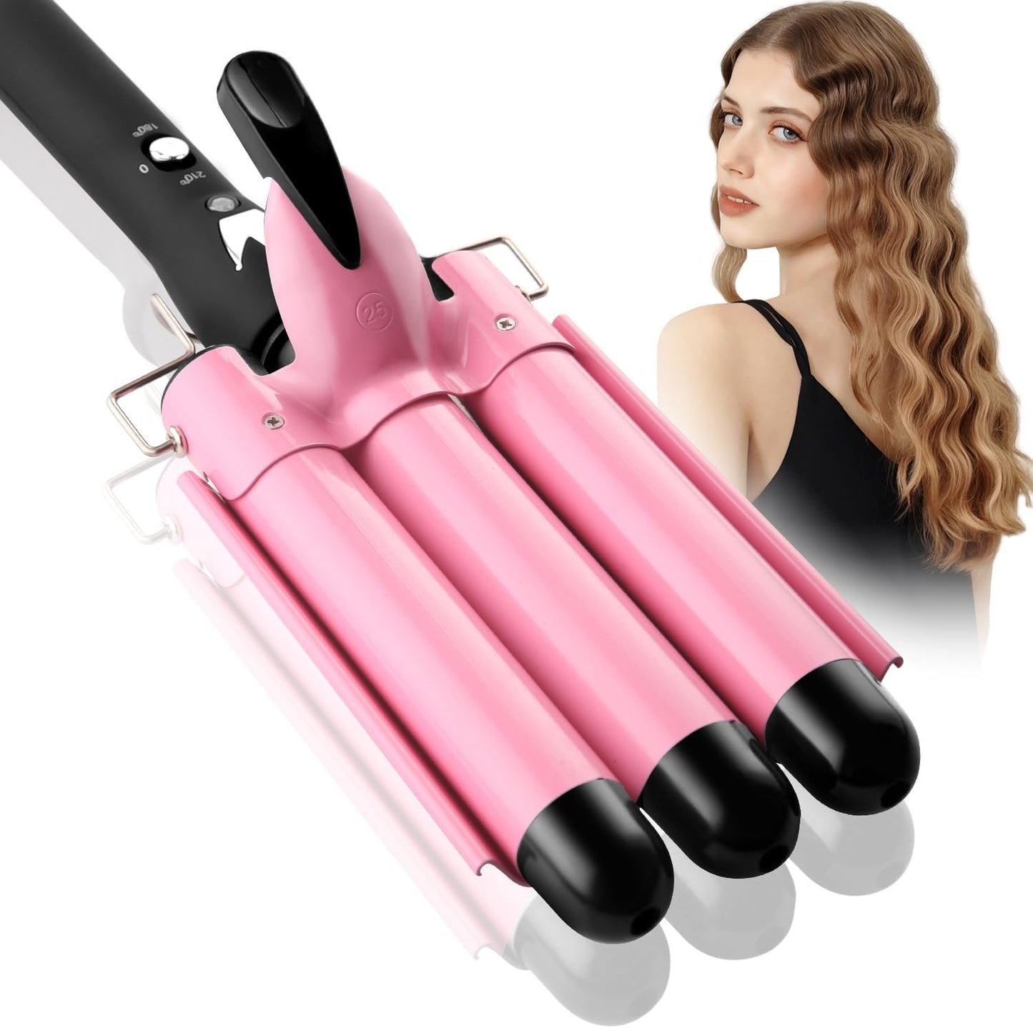 RoyaleGlow 3 Barrel Curling Iron Hair Waver for Effortless Curls