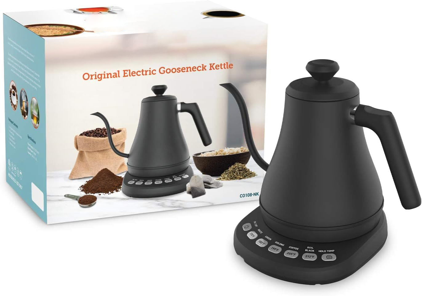 RoyaleGlow Electric Gooseneck Kettle with Temperature Control