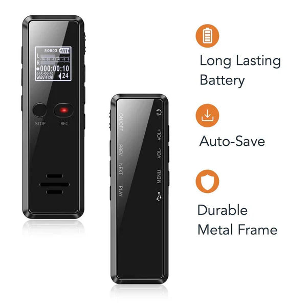 LuxRoyale Professional Digital Voice Recorder | Audio Sound Recorder | Auto Saving Files with Built-in Speaker