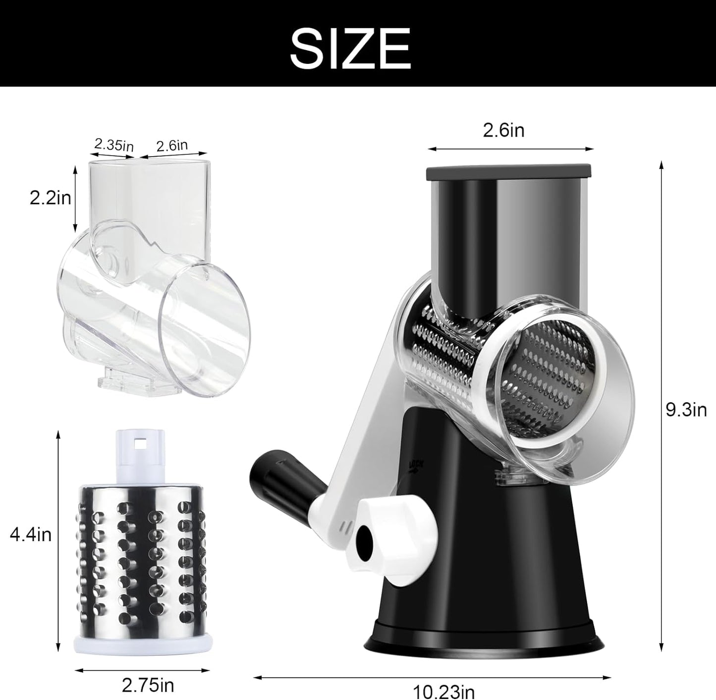 Luxora Rotary Cheese Vegetable Manual Grater for Fast Meal Prep