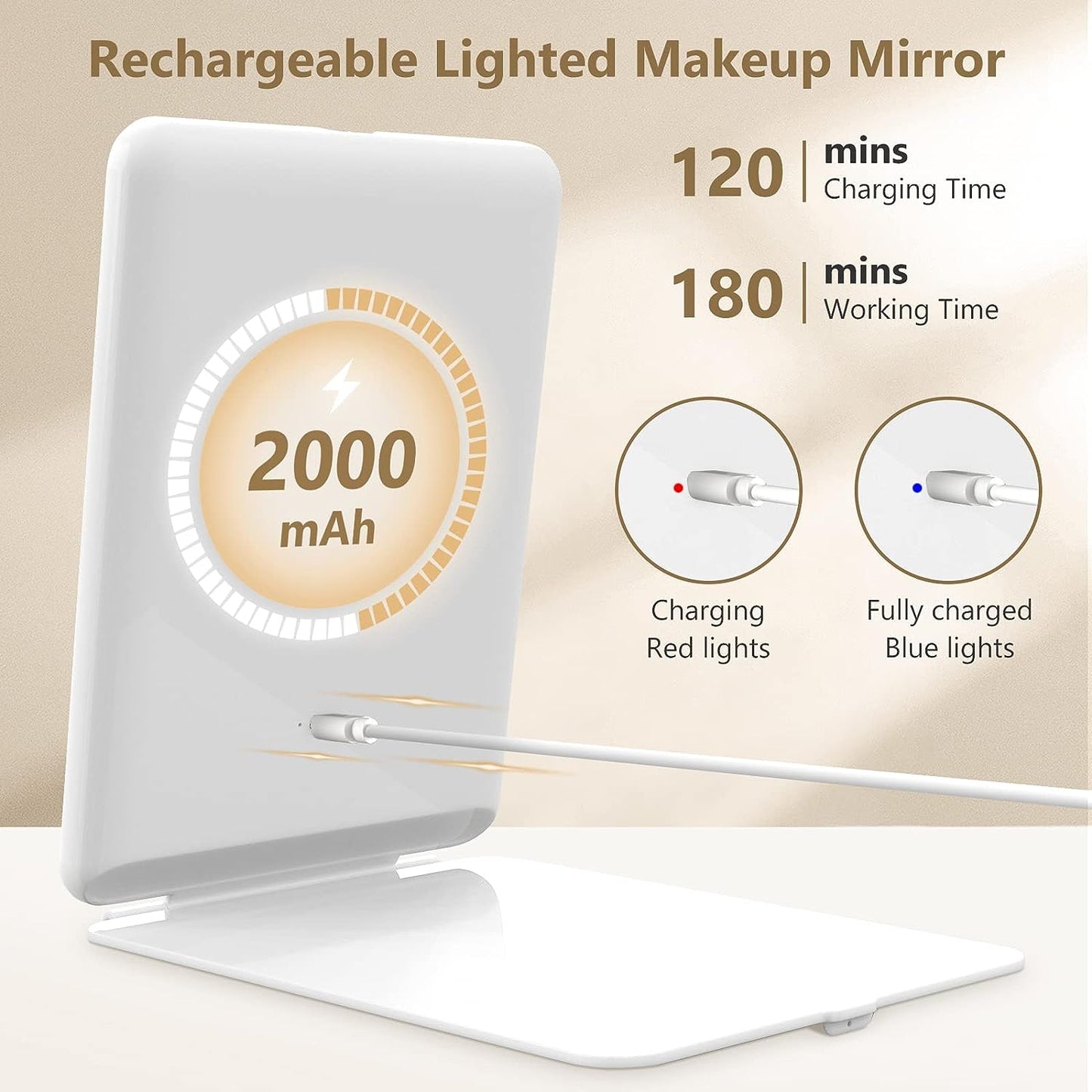 Luxora Travel Lighted Makeup Mirror With Magnification