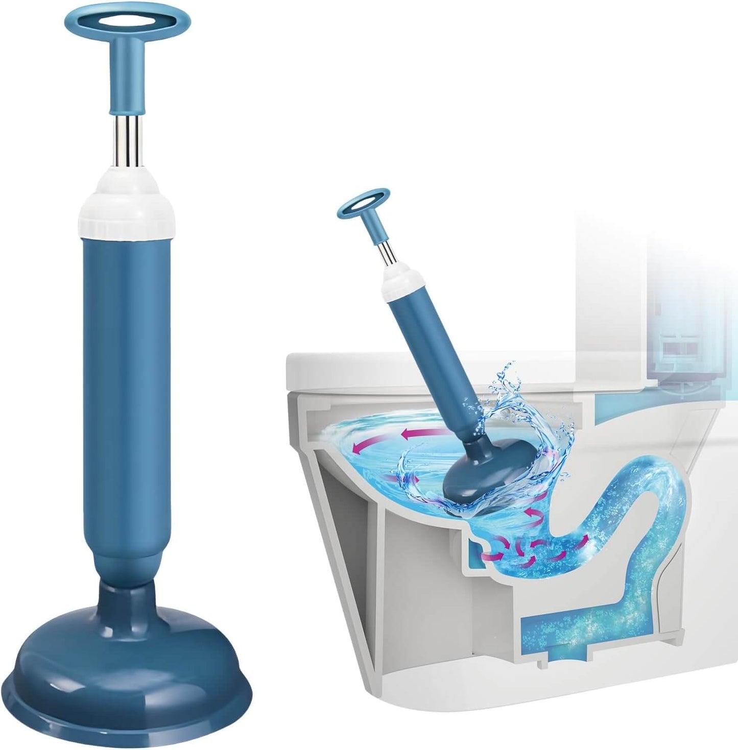 Royallure High-Pressure Silicone Toilet Plunger – Telescopic Pump, Anti-Clog Tool