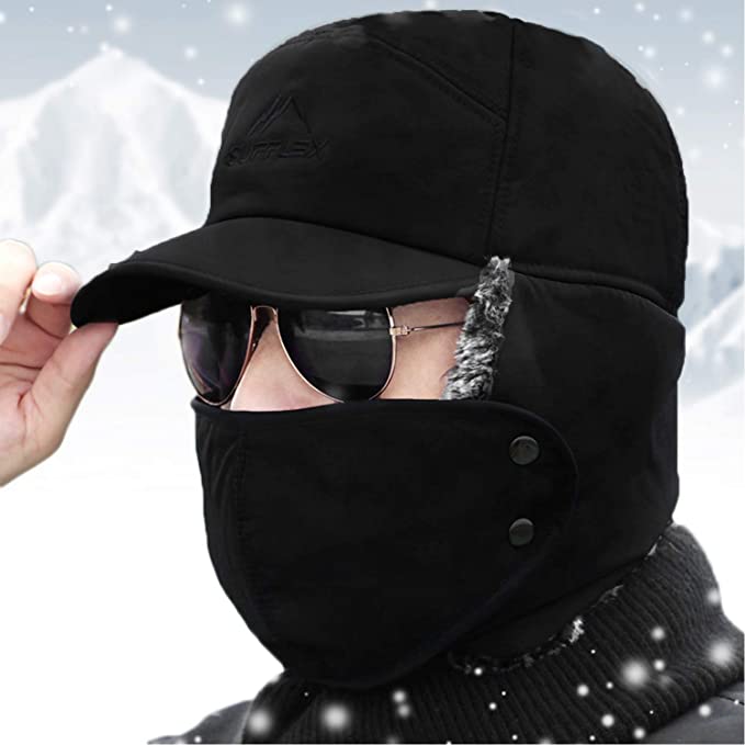 Luxora Premium Mens Winter Cold Weather Snow Hat With Ear Flaps And Brim