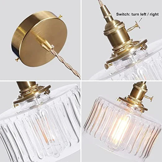 RoyaleGlow Stunning Cylinder Glass Pendant Light – Elegant Modern Illumination - Green / A- 6.9 in (17.5 cm) x 7.48 in (19 cm) / Single Head