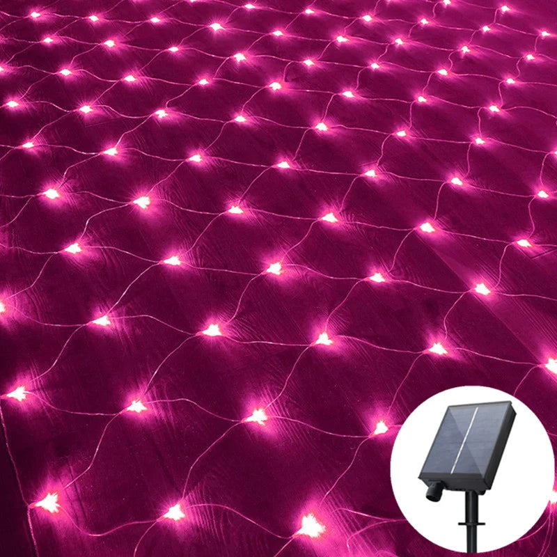 6M 3M Width Solar LED Net Mesh Light Outdoor Fairy String Light Window Curtain Wedding Party Christmas Halloween Garland decor 11