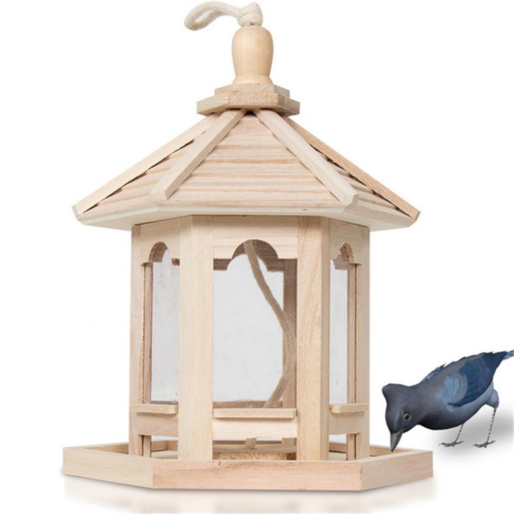 Luxora Wooden Transparent Household Bird Feeder for Garden