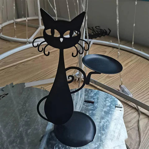 Royaleva Black Cat Candle Holder for Stylish Decor