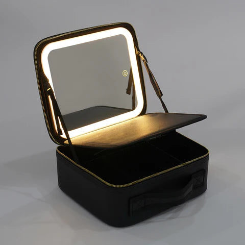 RoyaleGlow LED Makeup BAG with Mirror and Brush Compartment