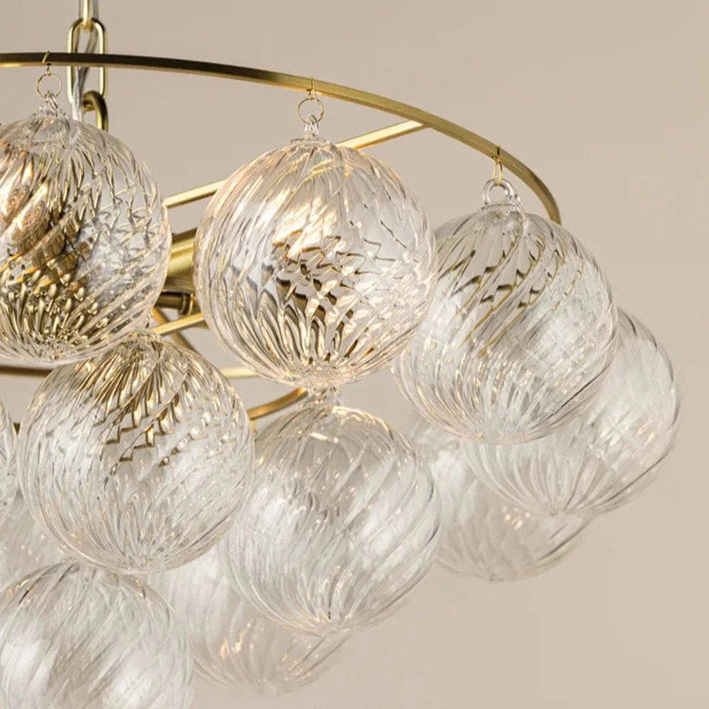 LuxRoyale Glass Bubble Chandelier-Modern Gold Orb Pendant Light Fixture