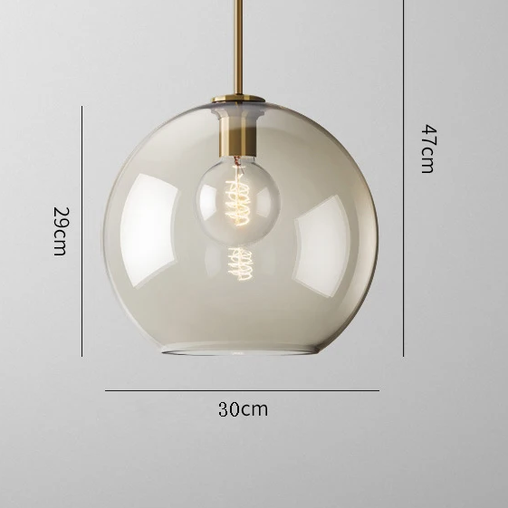 LuxRoyale Modern Glass Globe Pendant Light with Brushed Gold Accent