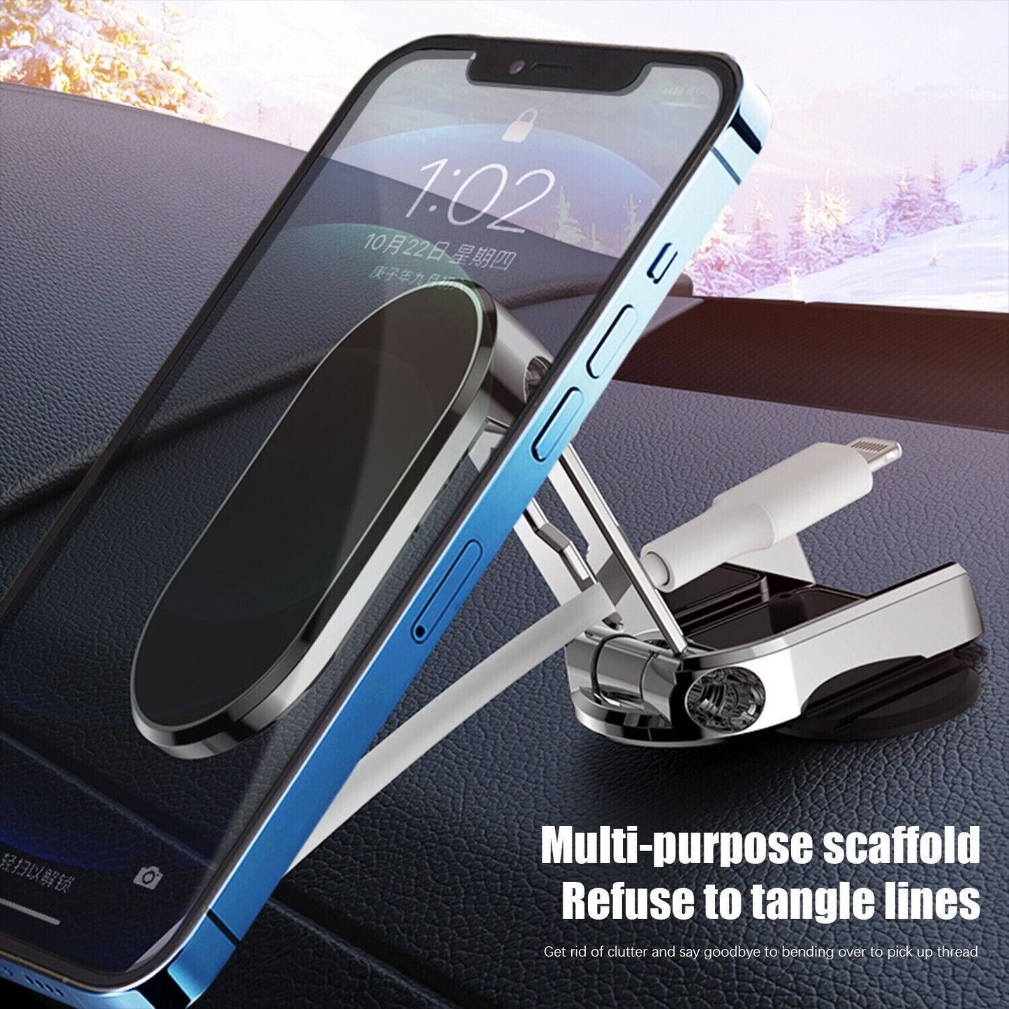 RoyaleGlow Folding Magnetic Car Phone Holder for Easy Use