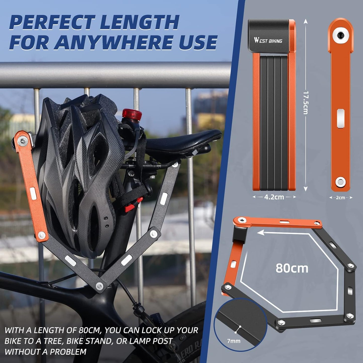 Luxora Portable Folding Bike Lock with 360 Degree Rotation