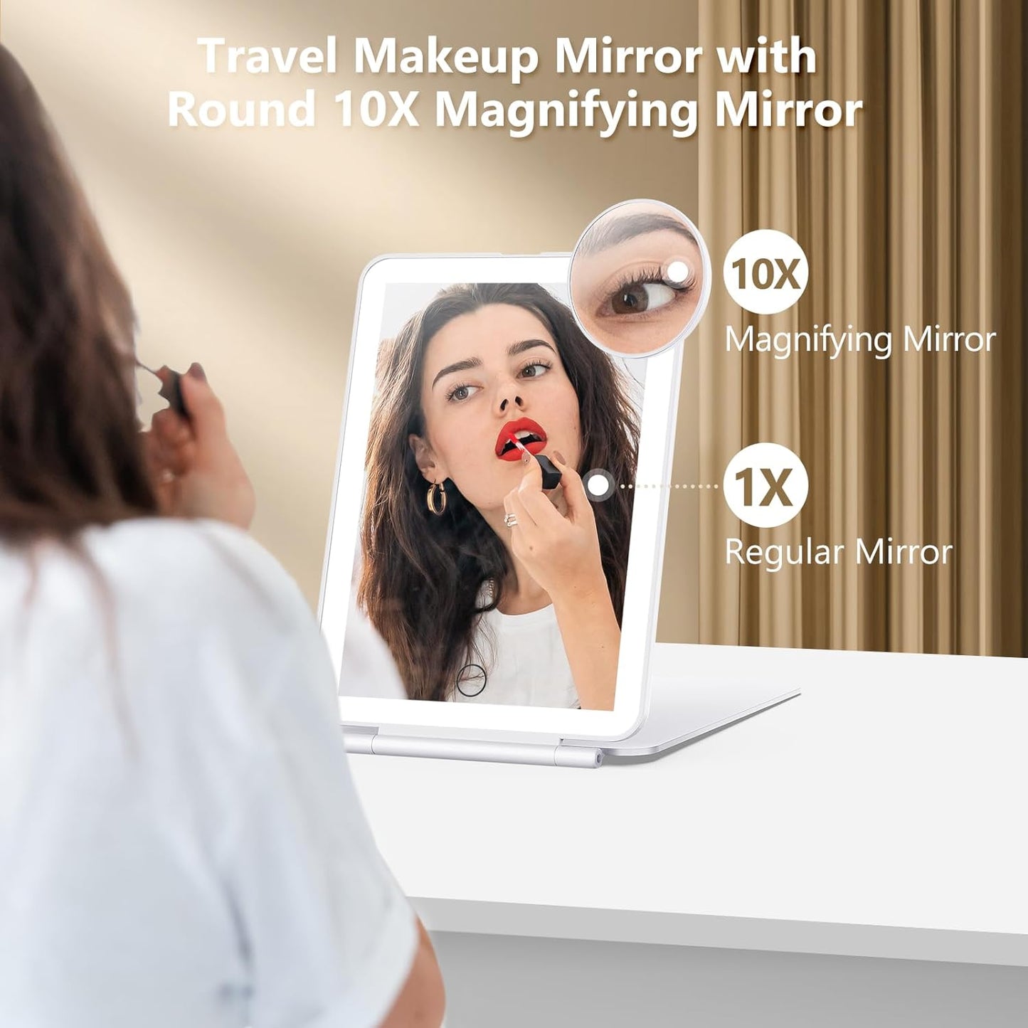 Luxora Travel Lighted Makeup Mirror With Magnification