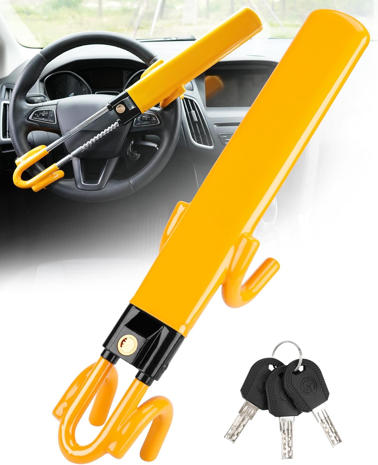 RoyaleGlow Car Steering Wheel Lock - High Visibility Security