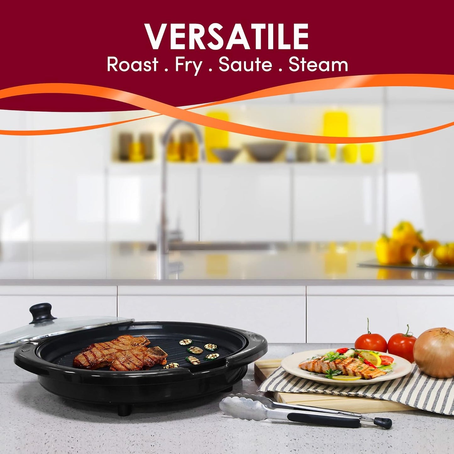 Royaleva Smokeless Electric Tabletop Grill Nonstick 14 Inch