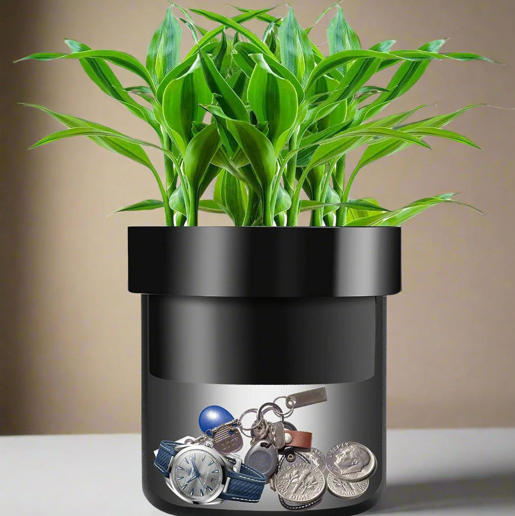 Secret Hidden Safe Lock Box Disguised as Flower Pot – Outdoor Key Hider with Steel Compartment & Key Lock – Stores Cash, Jewelry, Valuables – Realistic Plant Pot Design for Home Security”