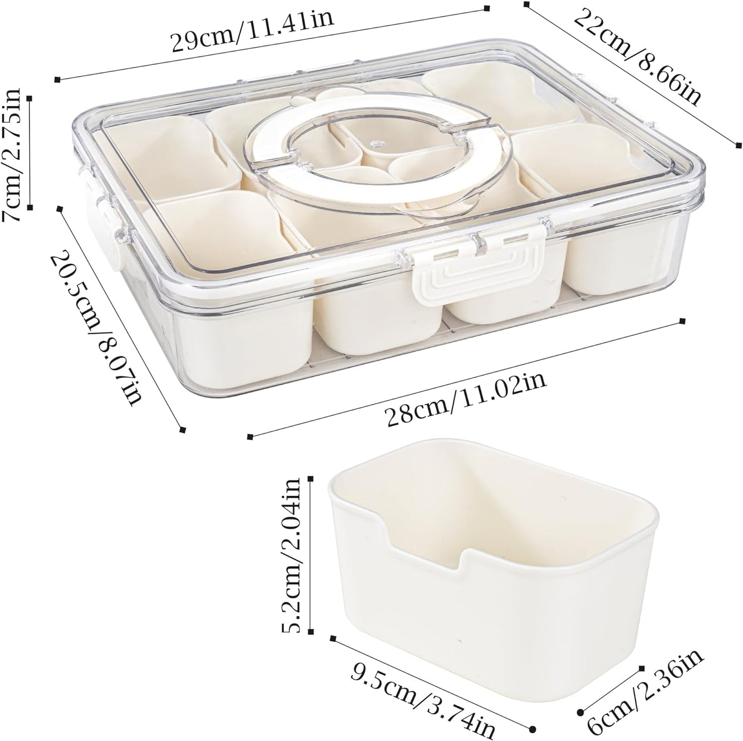 Royaleva 8 Compartments Divided Serving Tray With Handle
