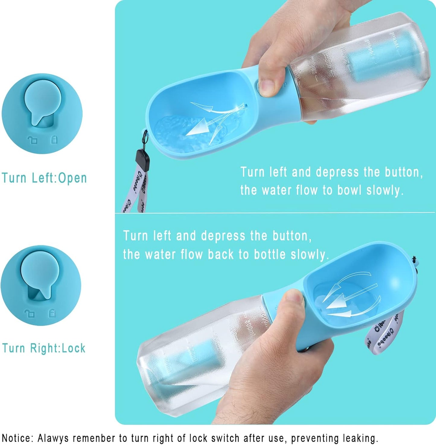 Luxora Dog Water Bottle With Food Container For Pets