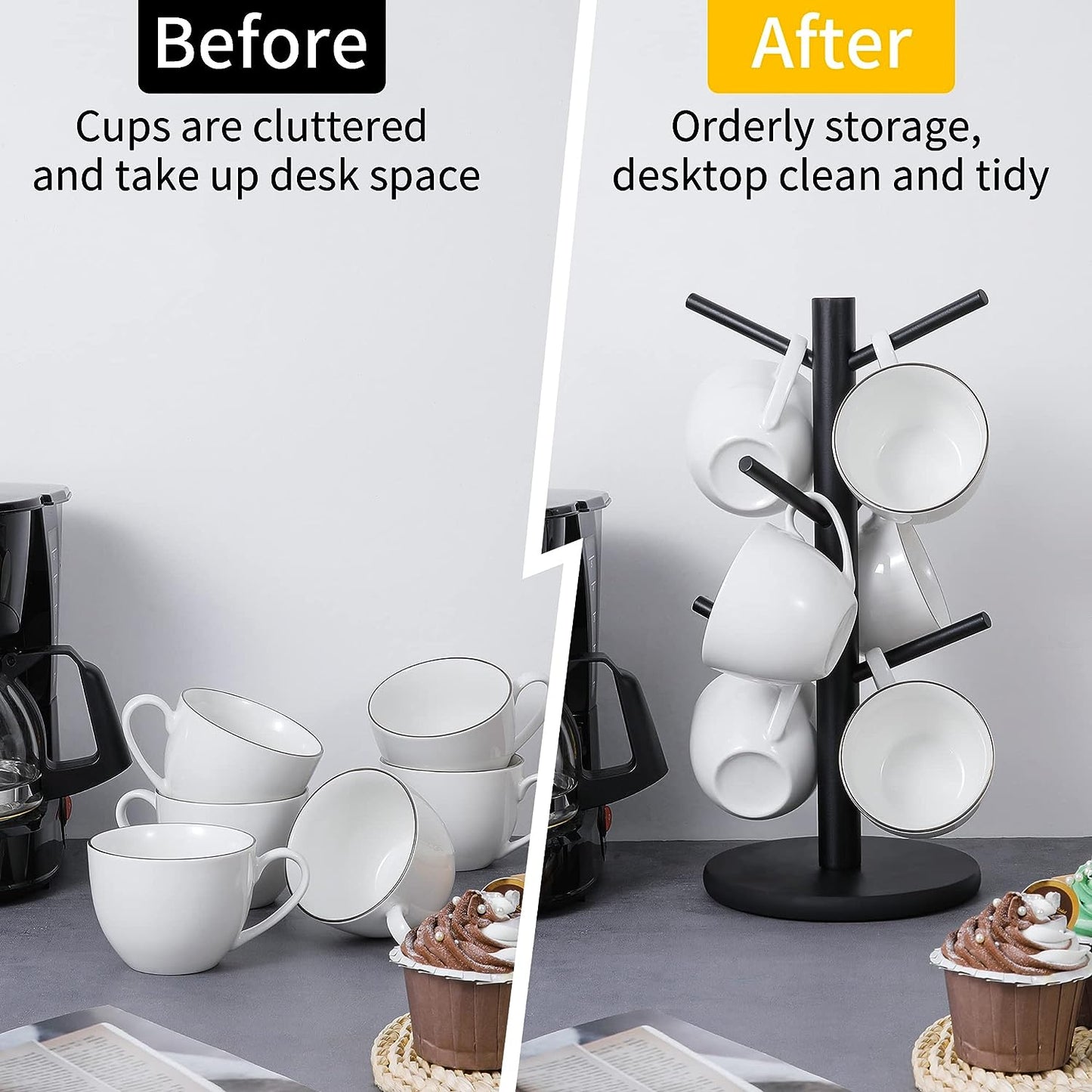 Luxora Cup Mug Holder Tree – Stylish Wooden Organizer