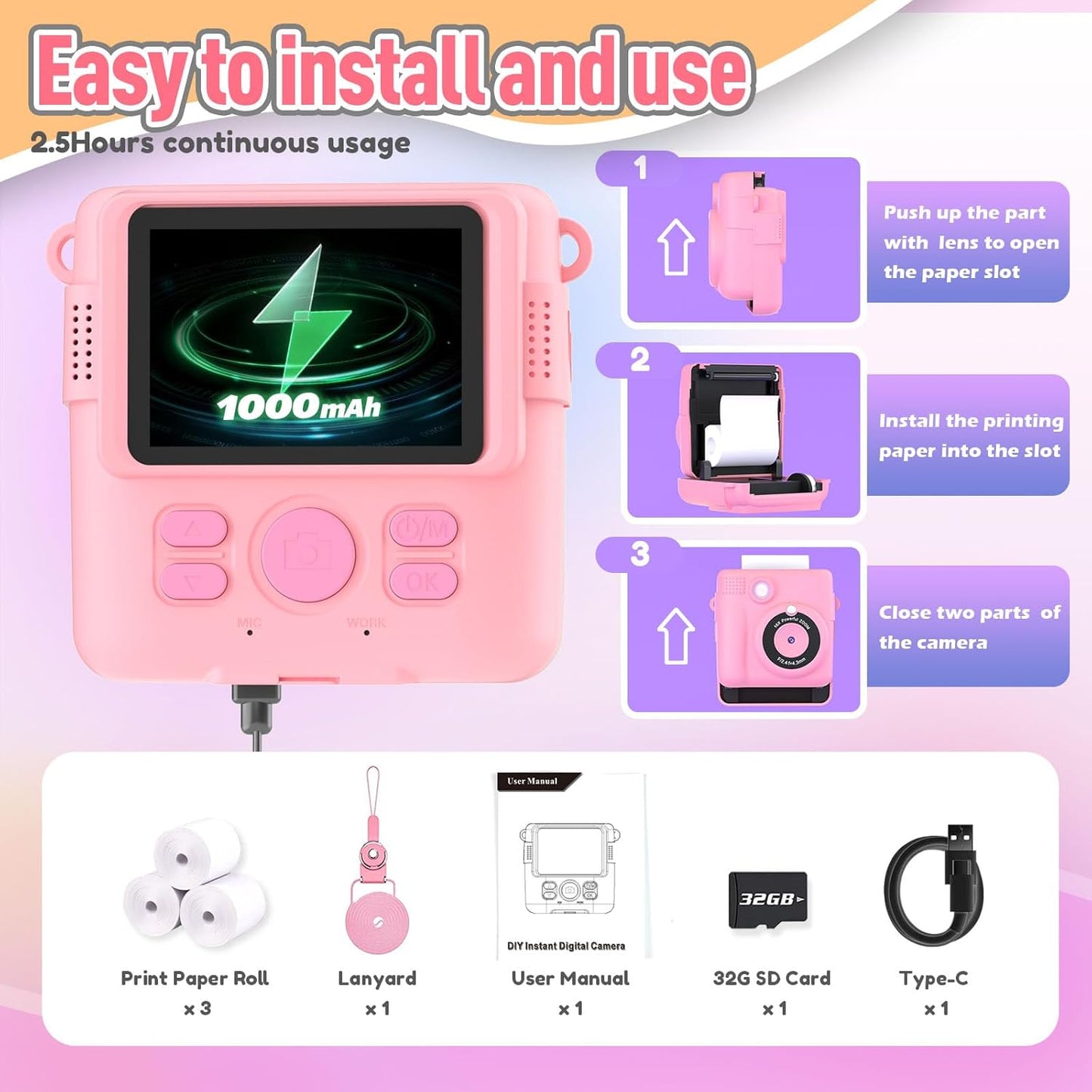 Royaleva Digital Instant Print Portable Camera For Kids