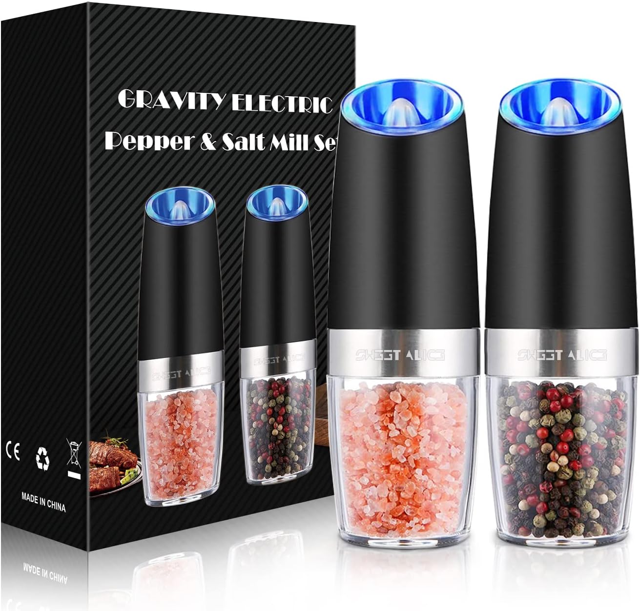 RoyaleGlow Electric Salt And Pepper Grinder One-Hand Use