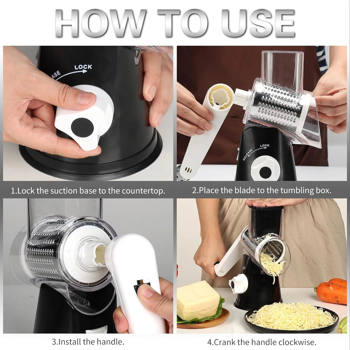 Luxora Rotary Cheese Vegetable Manual Grater for Fast Meal Prep
