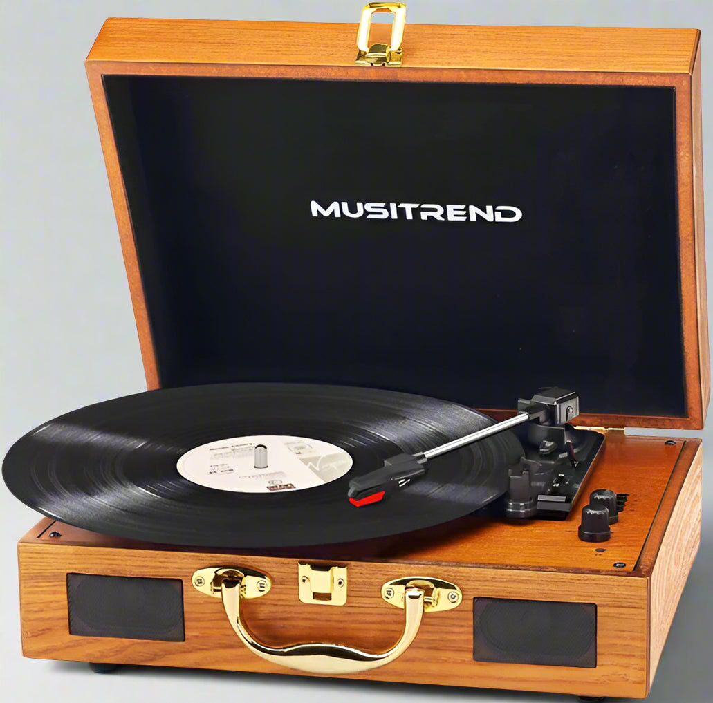RoyaleGlow Vintage Suitcase-Style Vinyl Turntable Record Player