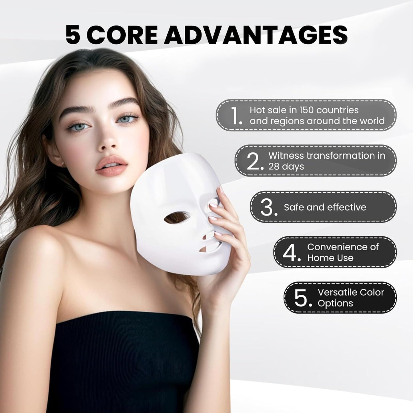 RoyaleGlow Red Light Mask with 7 LED Colors for Skin Care