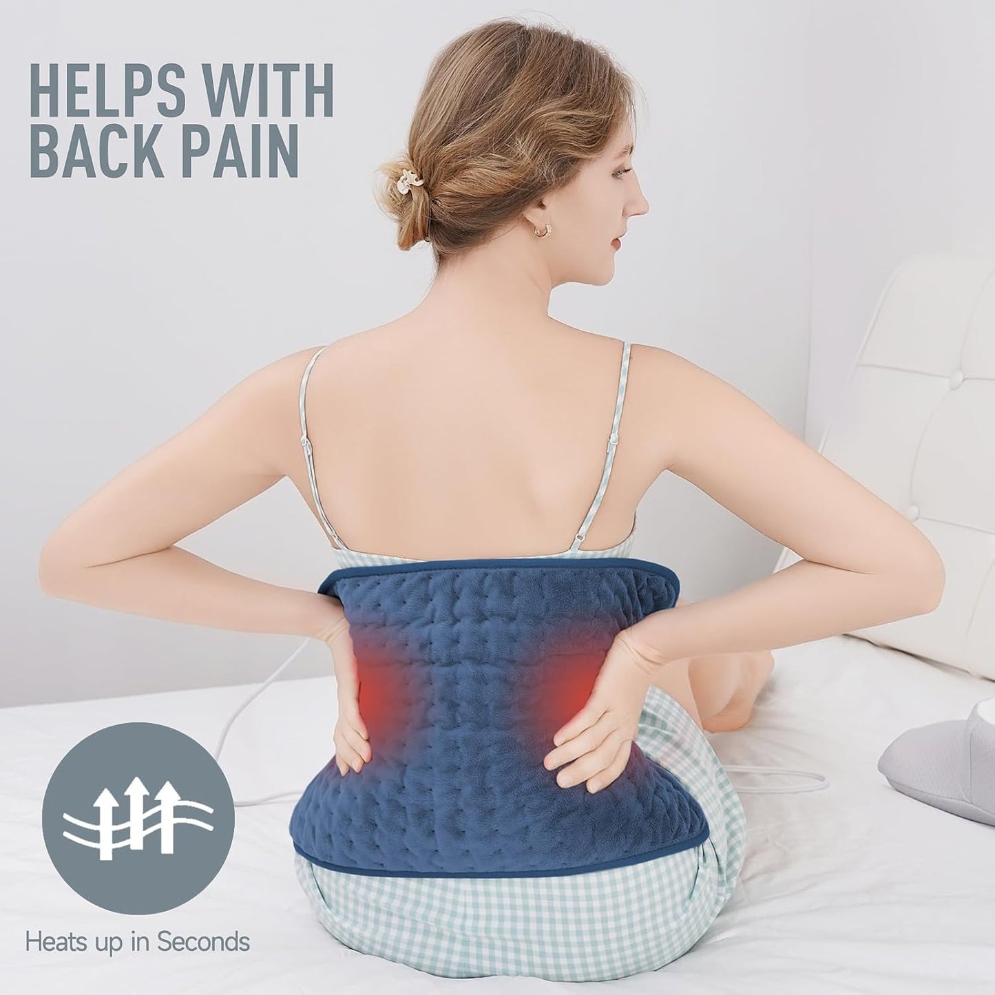 RoyaleGlow Massaging Heating Pad For Back Pain Relief