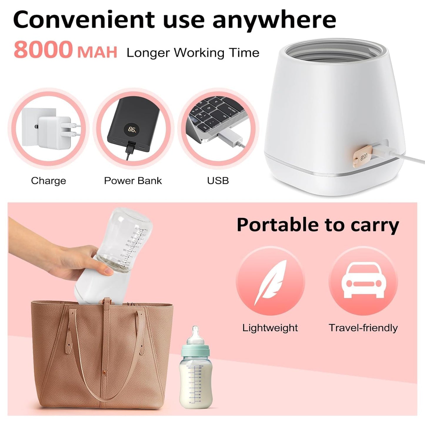 Luxora Baby Portable Bottle Warmer for On-the-Go Feeding