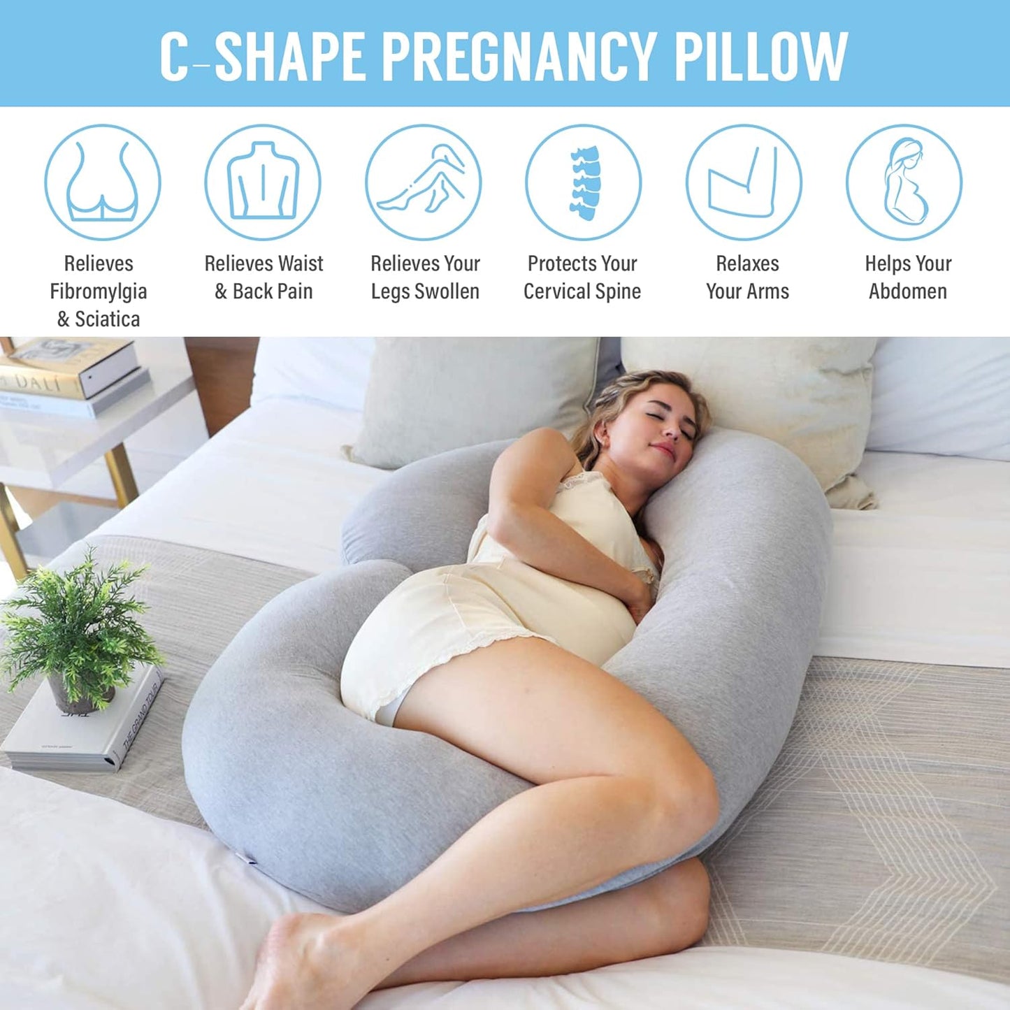 Luxora C Shaped Full Body Pregnancy Pillow for Comfort