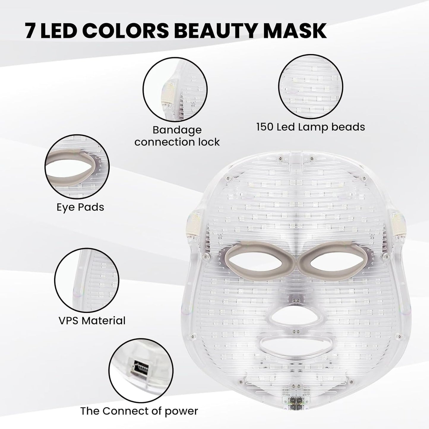 RoyaleGlow Red Light Mask with 7 LED Colors for Skin Care