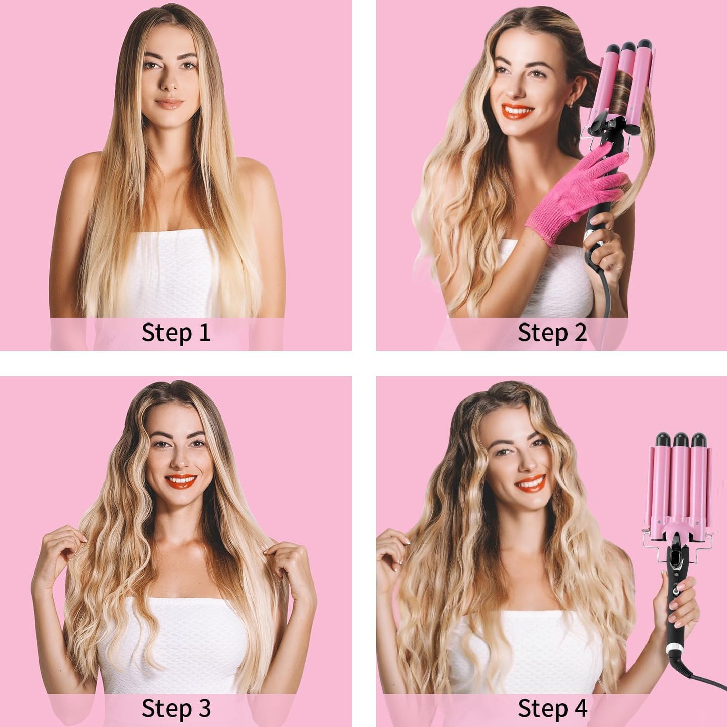 RoyaleGlow 3 Barrel Curling Iron Hair Waver for Effortless Curls
