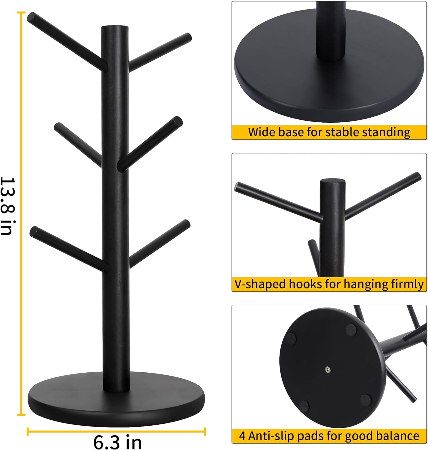 Luxora Cup Mug Holder Tree – Stylish Wooden Organizer