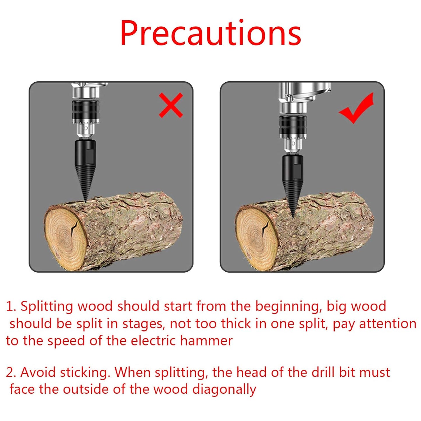 Luxora Universal Firewood Splitter Drill Bit for Quick Splitting