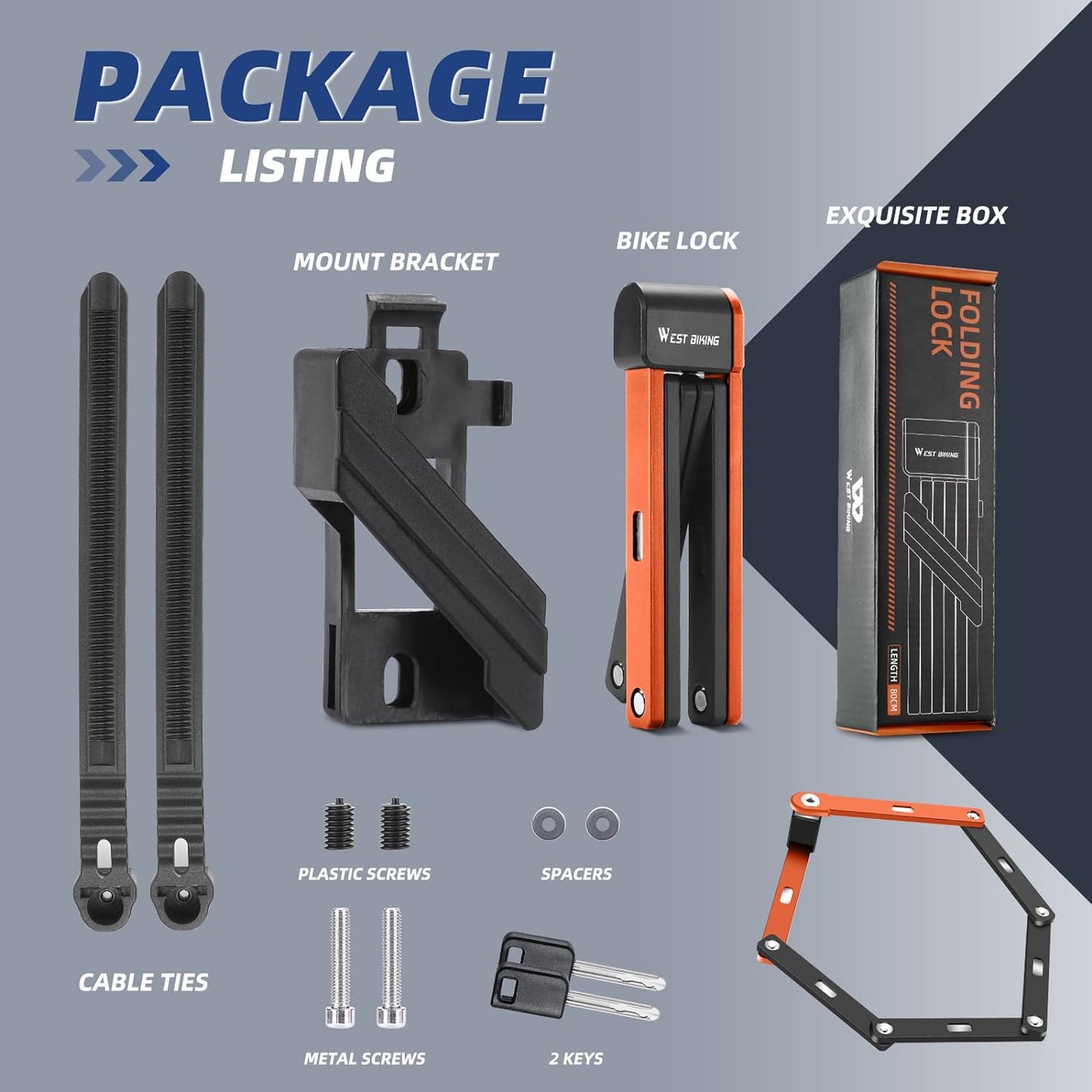 Luxora Portable Folding Bike Lock with 360 Degree Rotation
