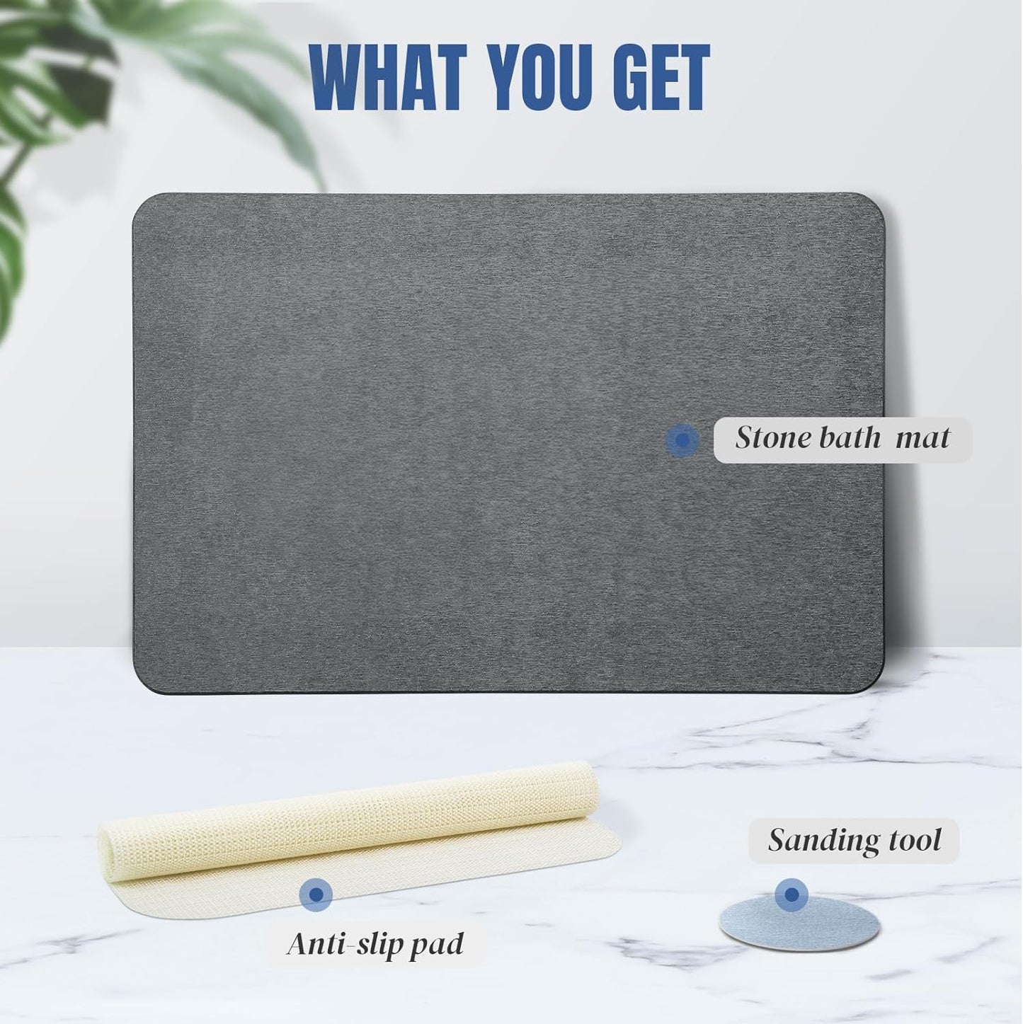 RoyaleGlow Natural Stone Bath Mat Fast Drying Non-Slip