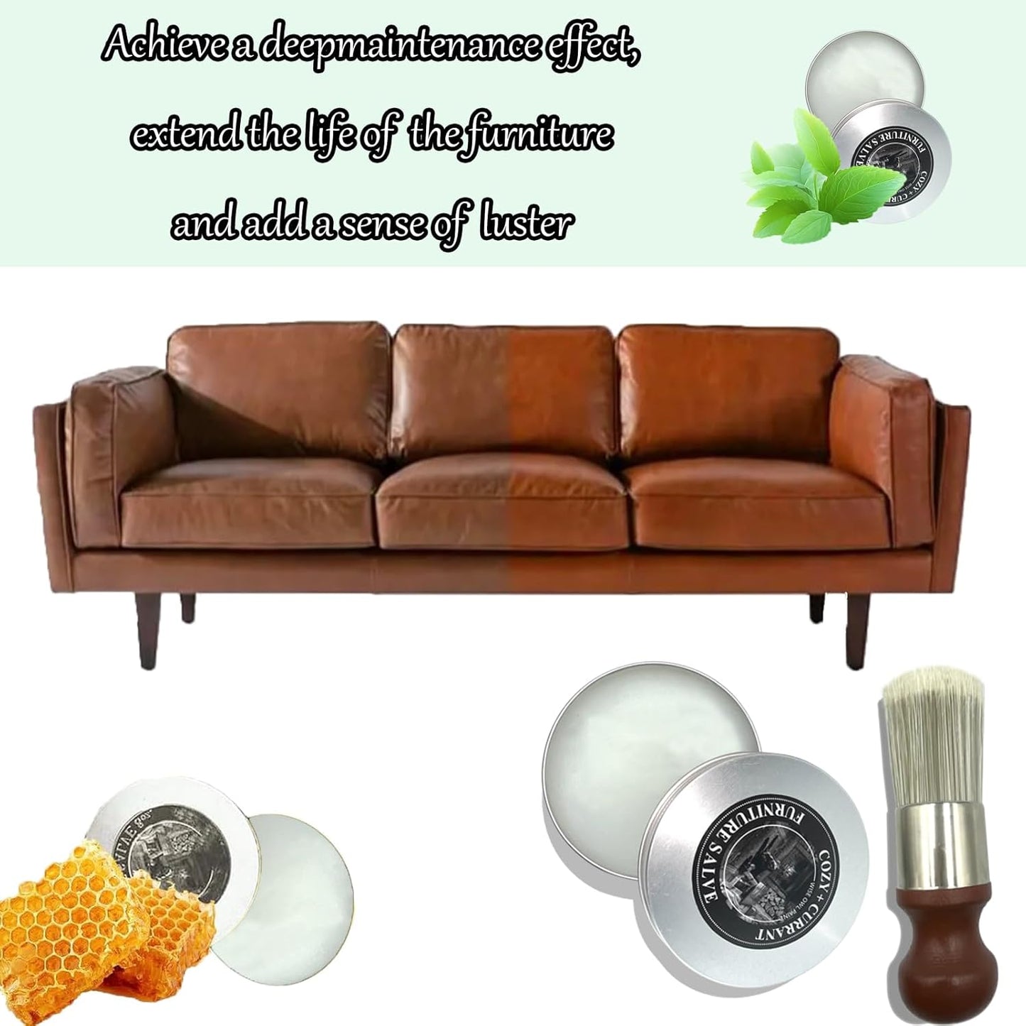 LuxRoyale Furniture Salve And Brush For Leather And Wood