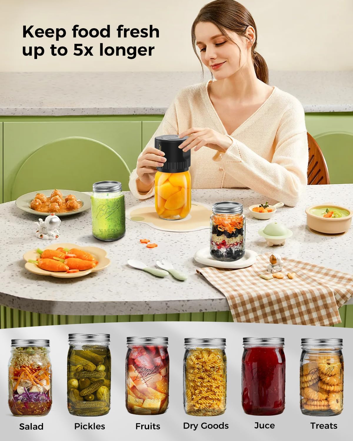 Royaleva Mason Jar Electric Vacuum Sealer Kit Portable