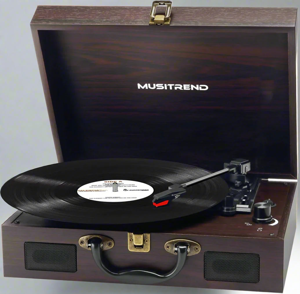 RoyaleGlow Vintage Suitcase-Style Vinyl Turntable Record Player