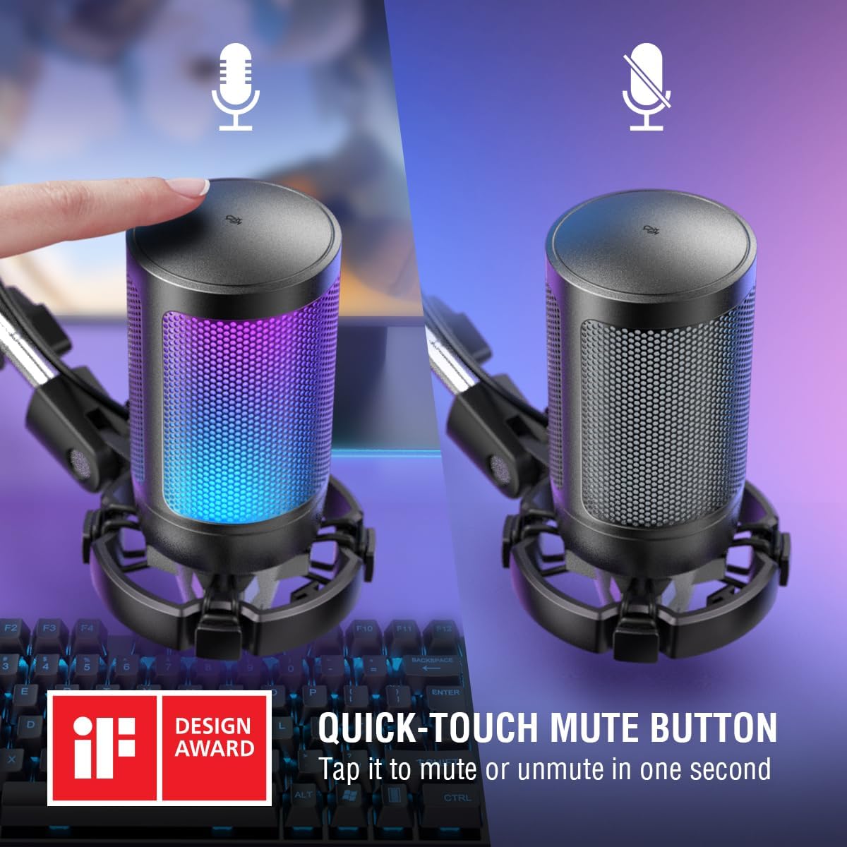 RoyaleGlow Gaming PC Microphone Podcast Condenser Mic