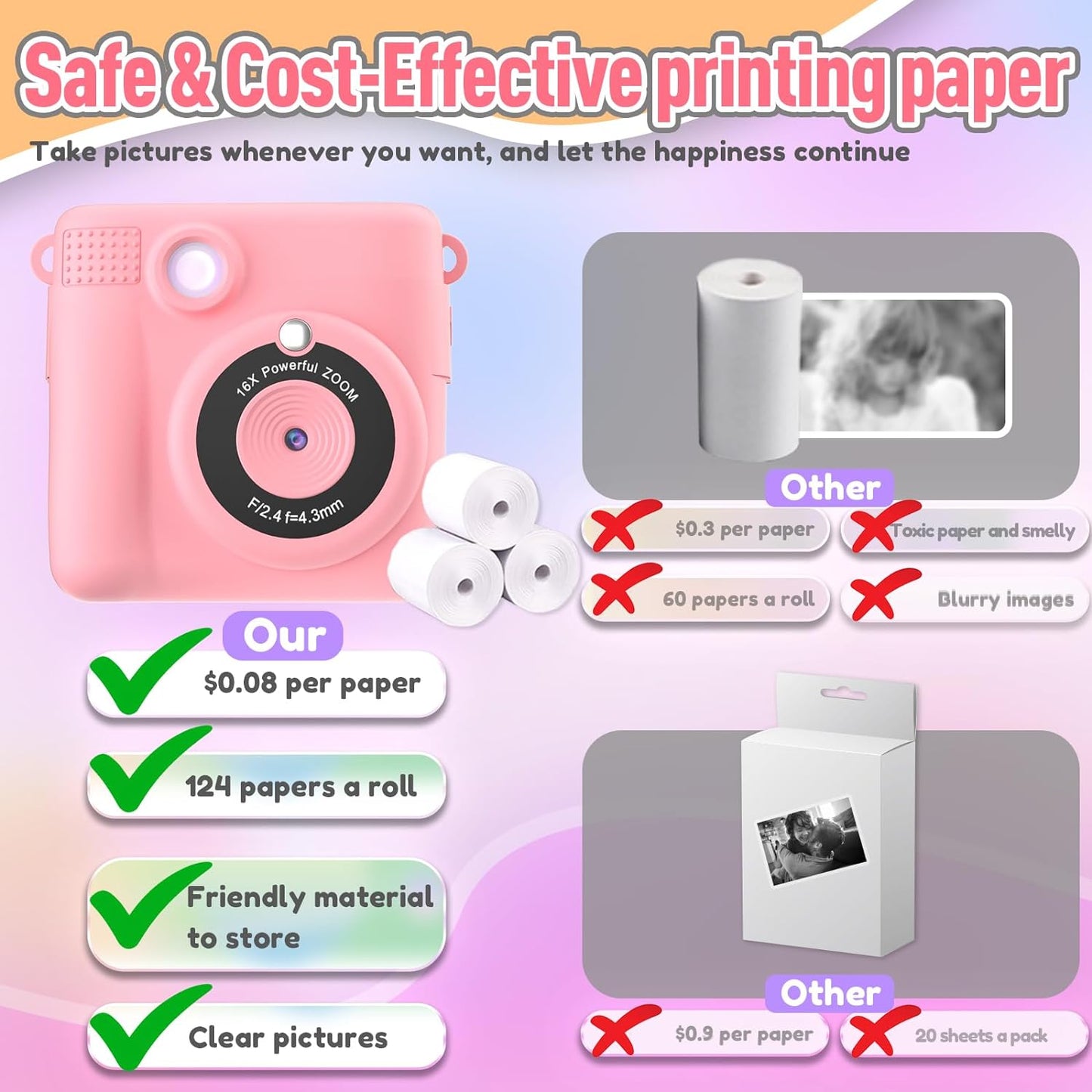 Royaleva Digital Instant Print Portable Camera For Kids
