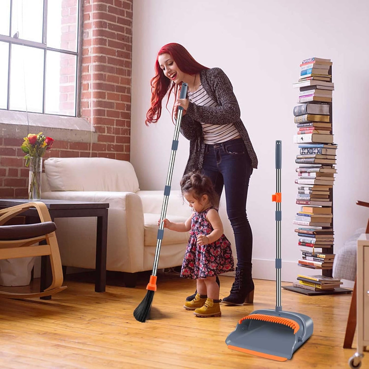 Luxora Self-Cleaning Broom And Dustpan Set For Easy Cleaning