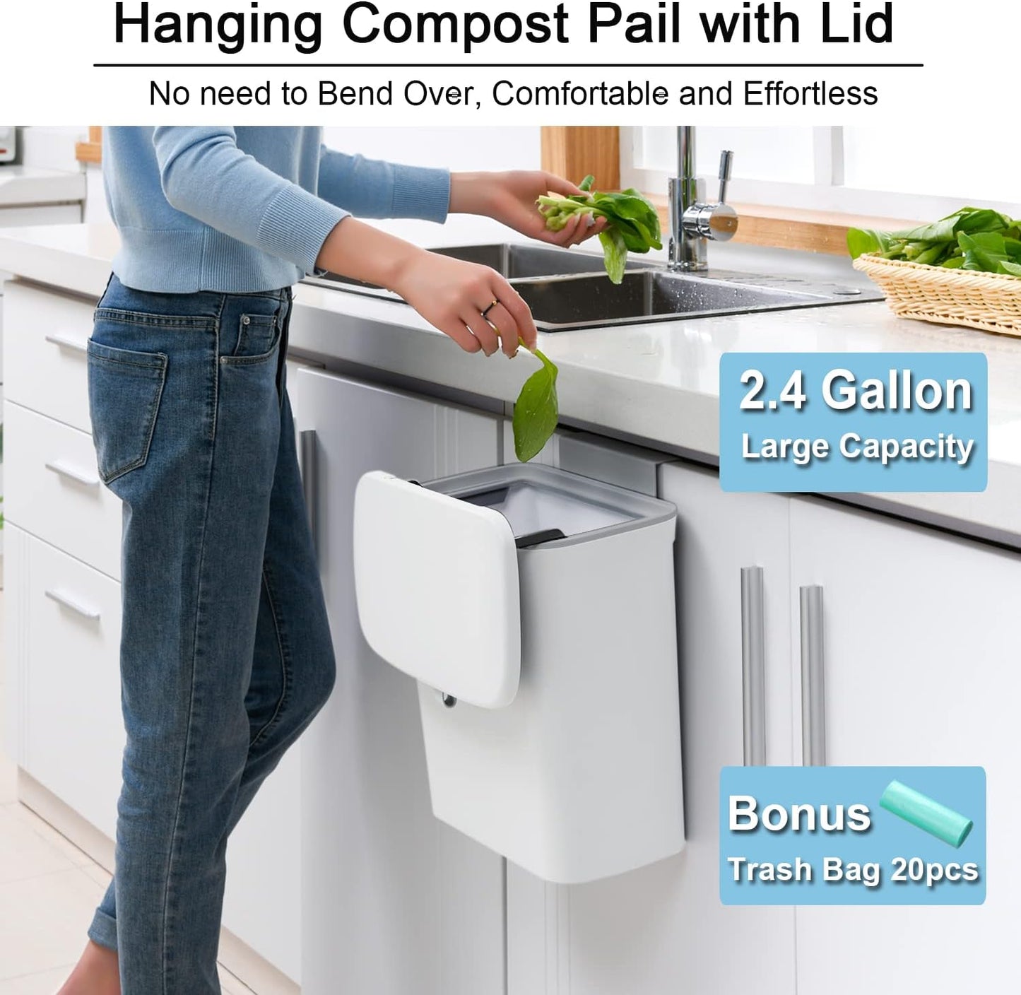 Royaleva 2.4 Gallon Kitchen Compost Bin For Counter Top